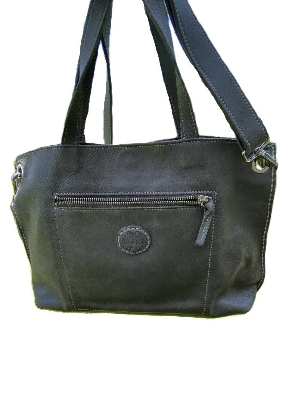 Roots Tribe Leather Edie Tote, Crossbody , Satchel  in Grey